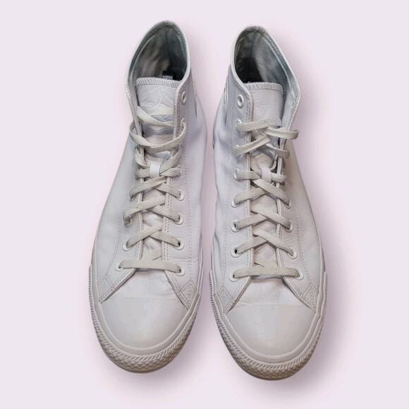Converse Chuck Taylor Hi Leather Tri-White Men’s 13/Women’s 15 Preppy Grunge - Picture 2 of 8